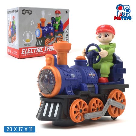 لعبة قطار كهربائي للأطفال مع بخار وصوت وإضاءة